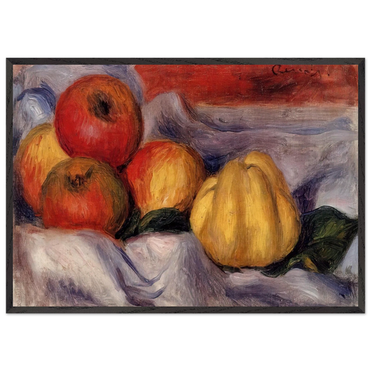 Still Life with Apples N1 - Pierre-Auguste Renoir 70x100 cm / 28x40 inches Framed Art Print – Black Wooden Frame