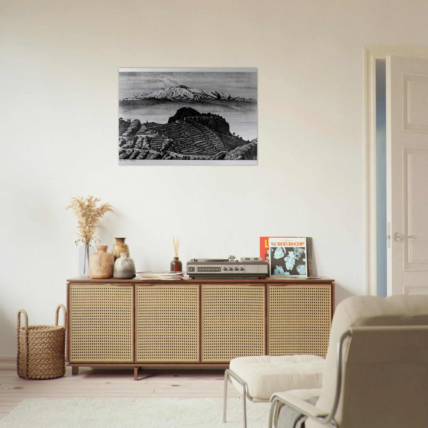 CASTEL MOLA AND MOUNT ETNA SICILY DECEMBER 1932 1932 - MC Escher Brushed Aluminum Print - 70x100 cm / 28x40 inches | MC Escher Aluminum Print | MC Escher Prints
