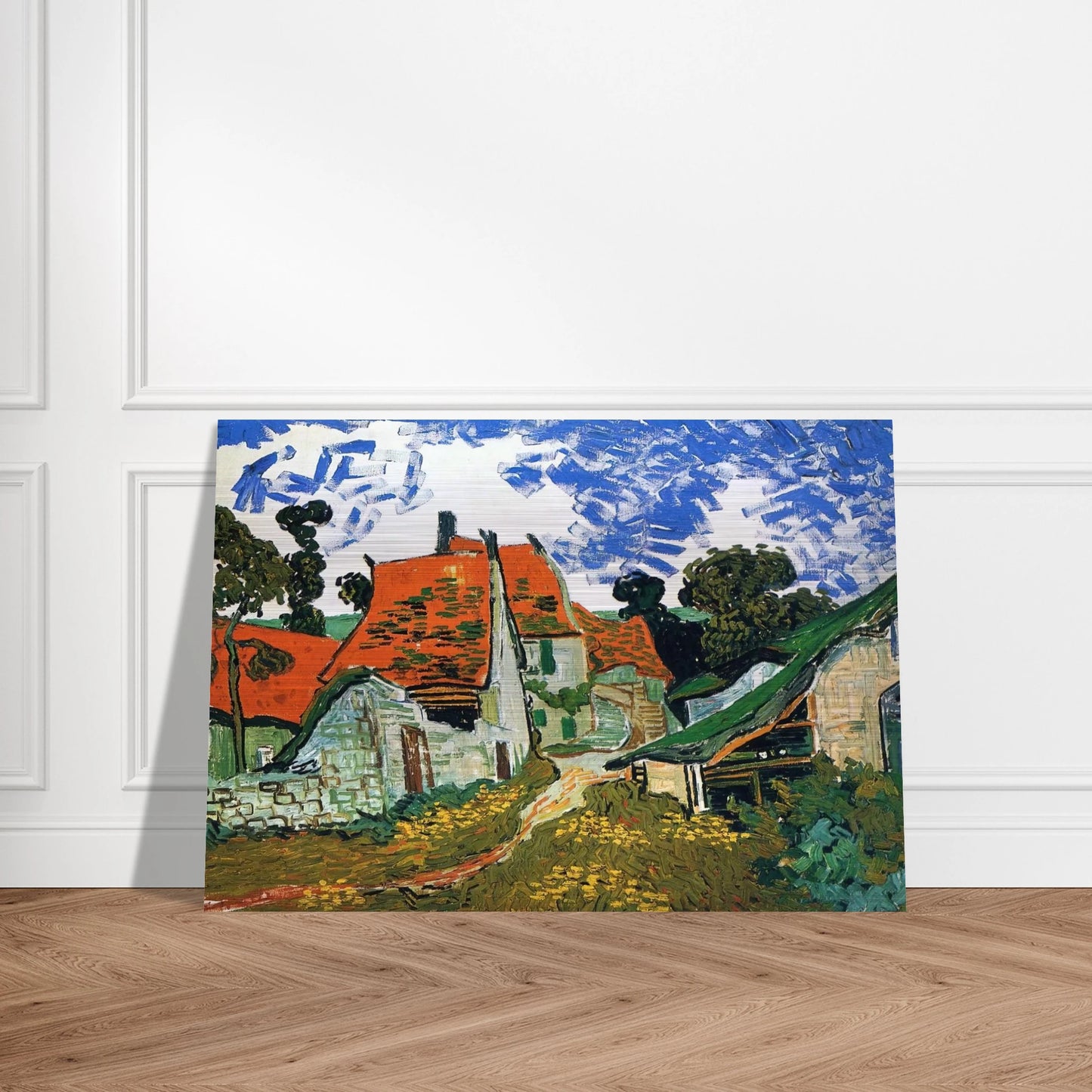 Street in Auvers-sur-Oise - Vincent van Gogh Brushed Aluminum Print - 70x100 cm / 28x40 inches | Vincent van Gogh Aluminum Print | Vincent van Gogh Prints