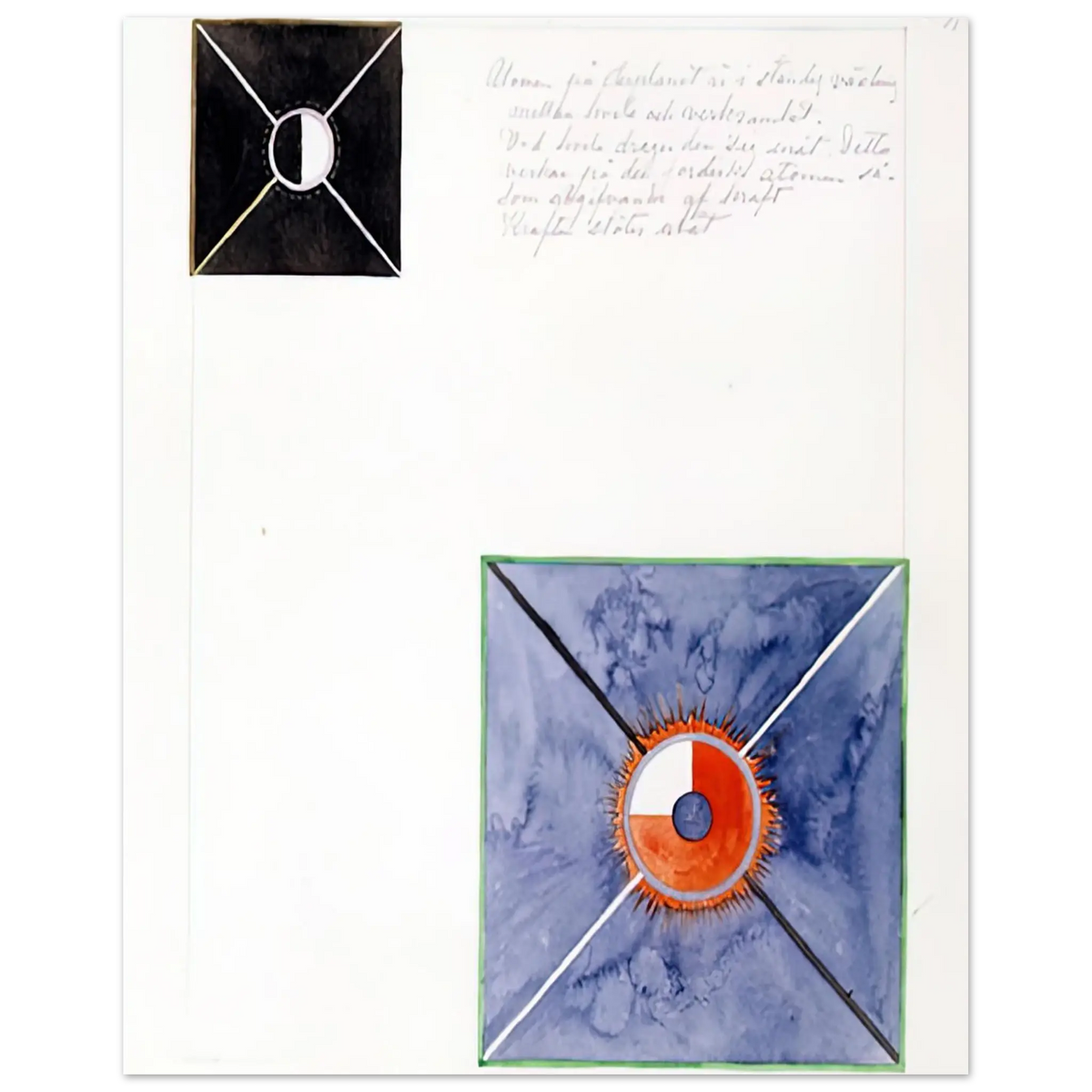 Hilma af Klint - ATOM SERIES NO 8 ATOM ON THE ETHER PLANE IS IN CONSTANT CHANGE BETWEEN REST AND ACTIVITY AT THE 1917 Wall art - 70x100 cm / 28x40 Inches - Premium Wooden Framed Poster With Fine Art Paper - Wood frame