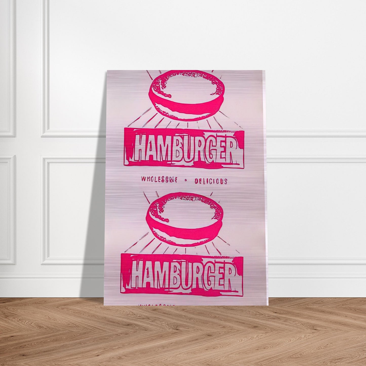 Double Hamburger - Andy Warhol Brushed Aluminum Print - 70x100 cm / 28x40 inches | Andy Warhol Aluminum Print | Andy Warhol Prints