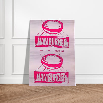 Double Hamburger - Andy Warhol Brushed Aluminum Print - 70x100 cm / 28x40 inches | Andy Warhol Aluminum Print | Andy Warhol Prints