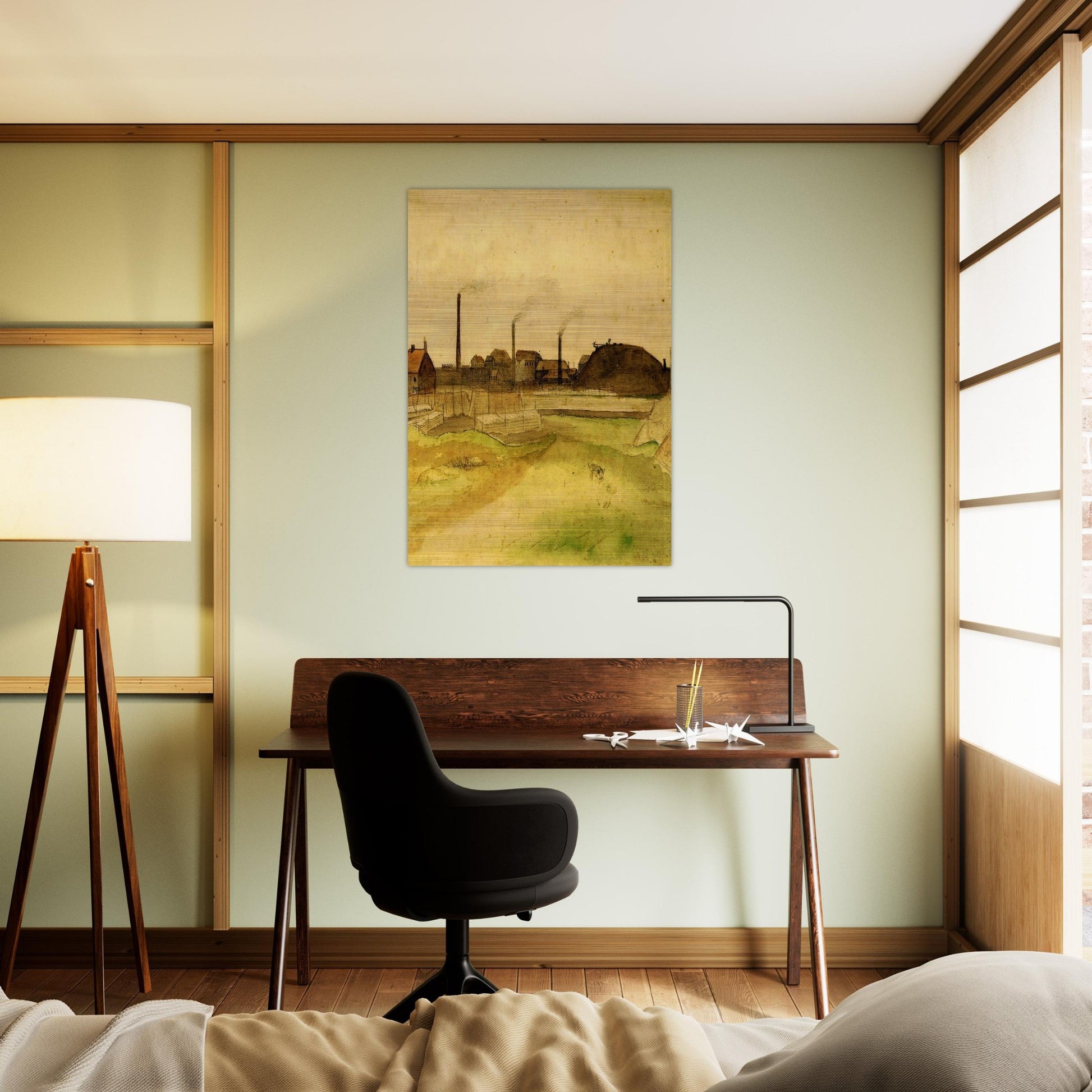Coalmine in the Borinage - Vincent van Gogh Brushed Aluminum Print - 70x100 cm / 28x40 inches | Vincent van Gogh Aluminum Print | Vincent van Gogh Prints