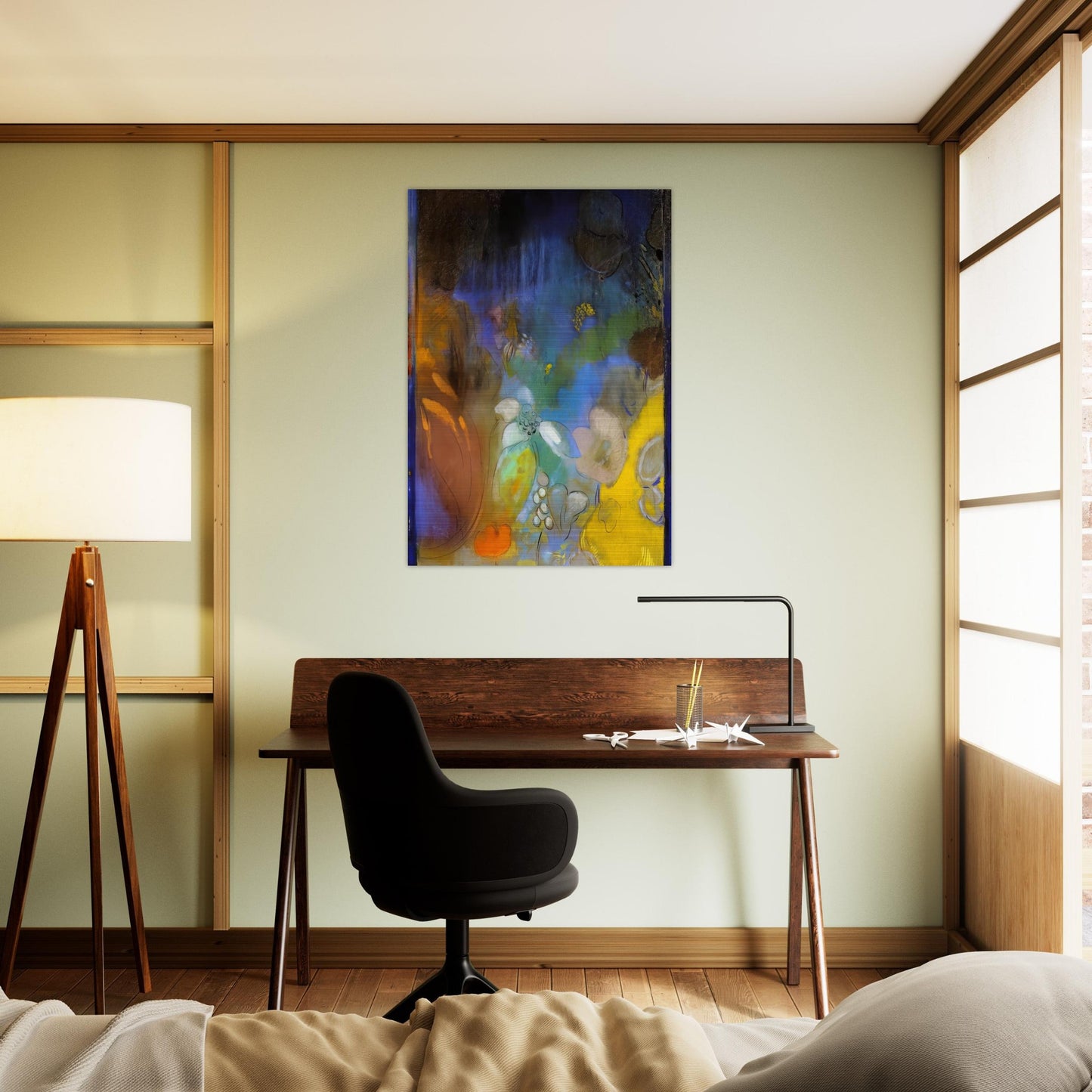 WOMAN IN PROFILE WITH FLOWERS - Odilon Redon Brushed Aluminum Print - 70x100 cm / 28x40 inches | Odilon Redon Aluminum Print | Odilon Redon Prints
