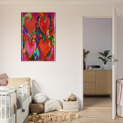 FOUR HEARTS 1969 - Jim Dine Brushed Aluminum Print - 70x100 cm / 28x40 inches | Jim Dine Aluminum Print | Jim Dine Prints