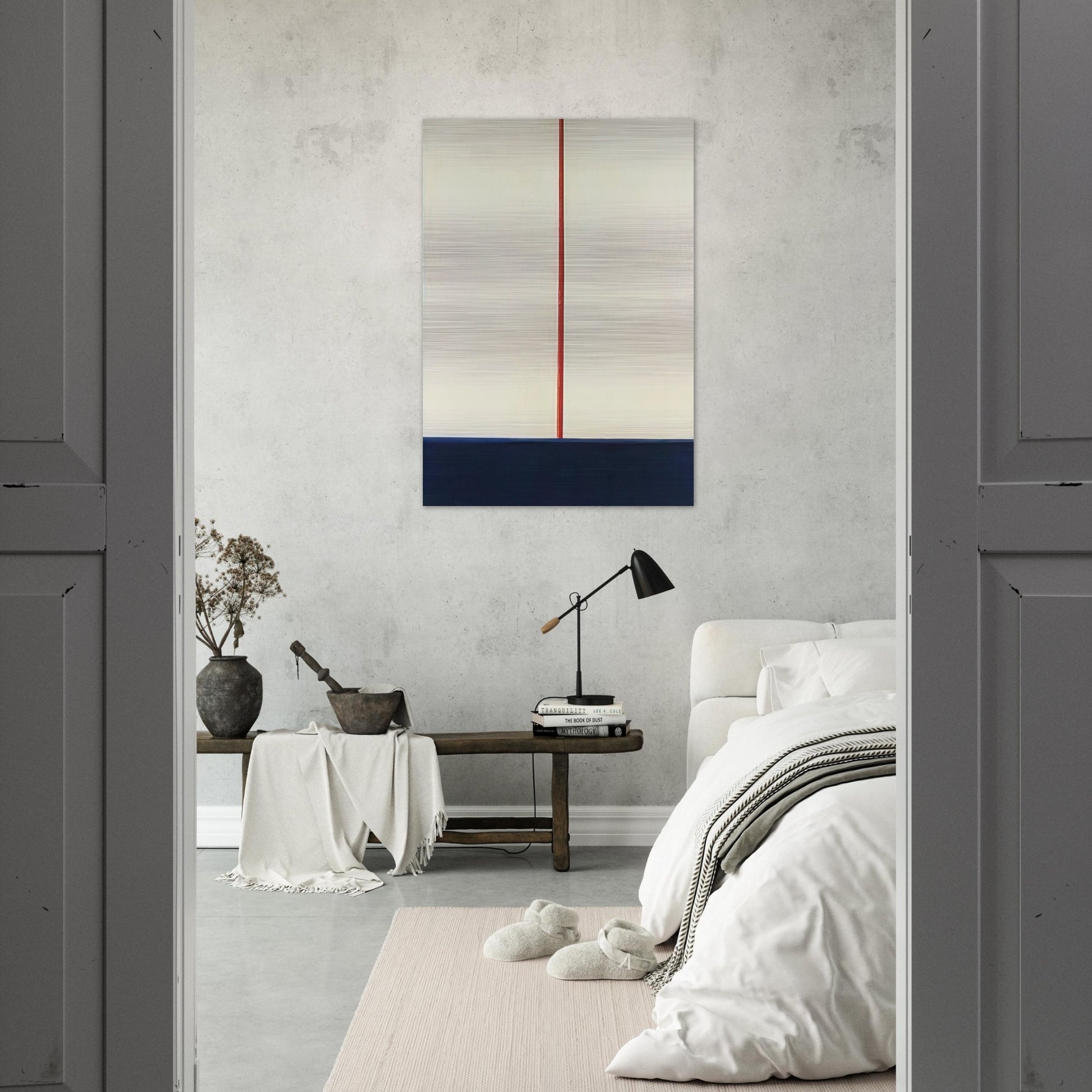 Komposition Blau-Rot auf Weiss - 1965 - Blinky Palermo Brushed Aluminum Print - 70x100 cm / 28x40 inches | Blinky Palermo Aluminum Print | Blinky Palermo Prints