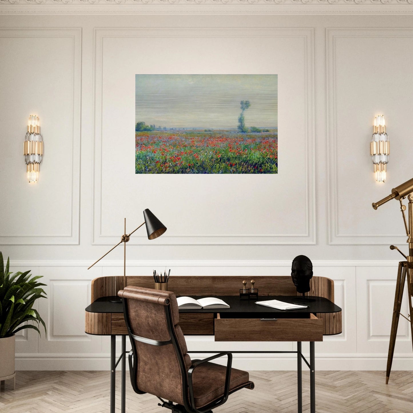 Poppy Field - claude monet Brushed Aluminum Print - 70x100 cm / 28x40 inches | claude monet Aluminum Print | claude monet Prints