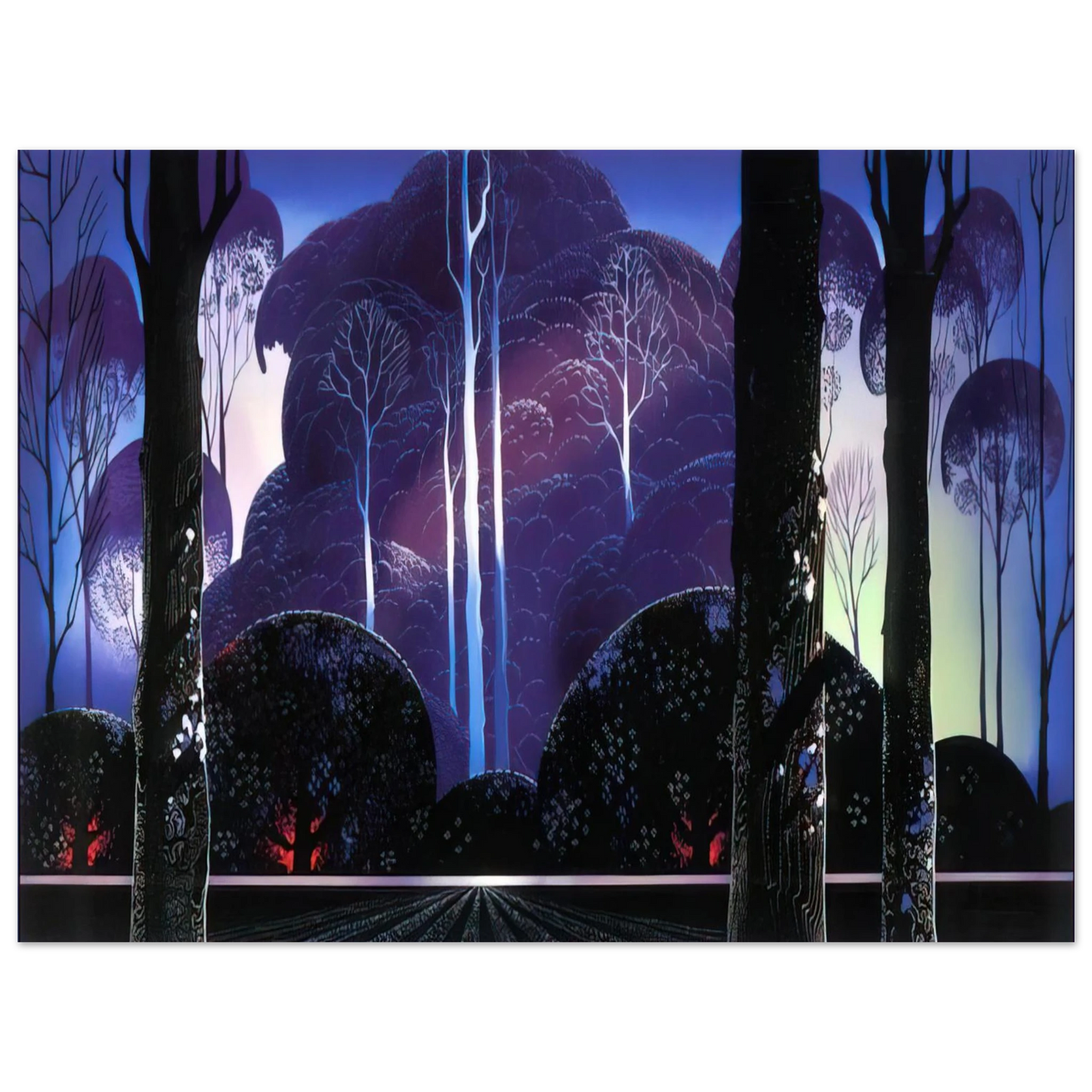 Eyvind Earle - Purple Sunrise  75x100 cm / 30x40inches Fine Art Poster