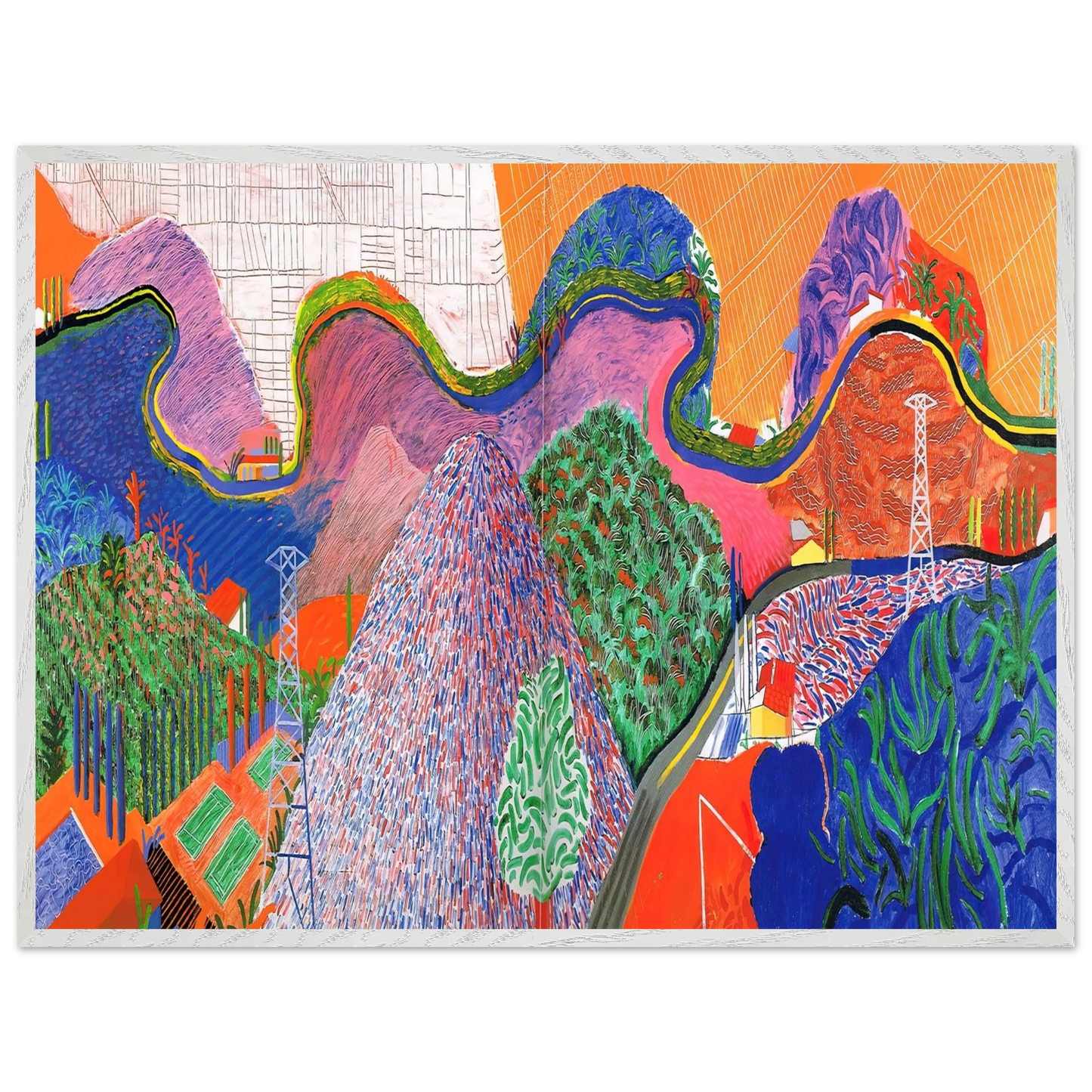 David Hockney - David Hockney Wall art - A2 (42 x 59.4  cm) - Premium Wooden Framed Poster With Fine Art Paper-canvas - White frame
