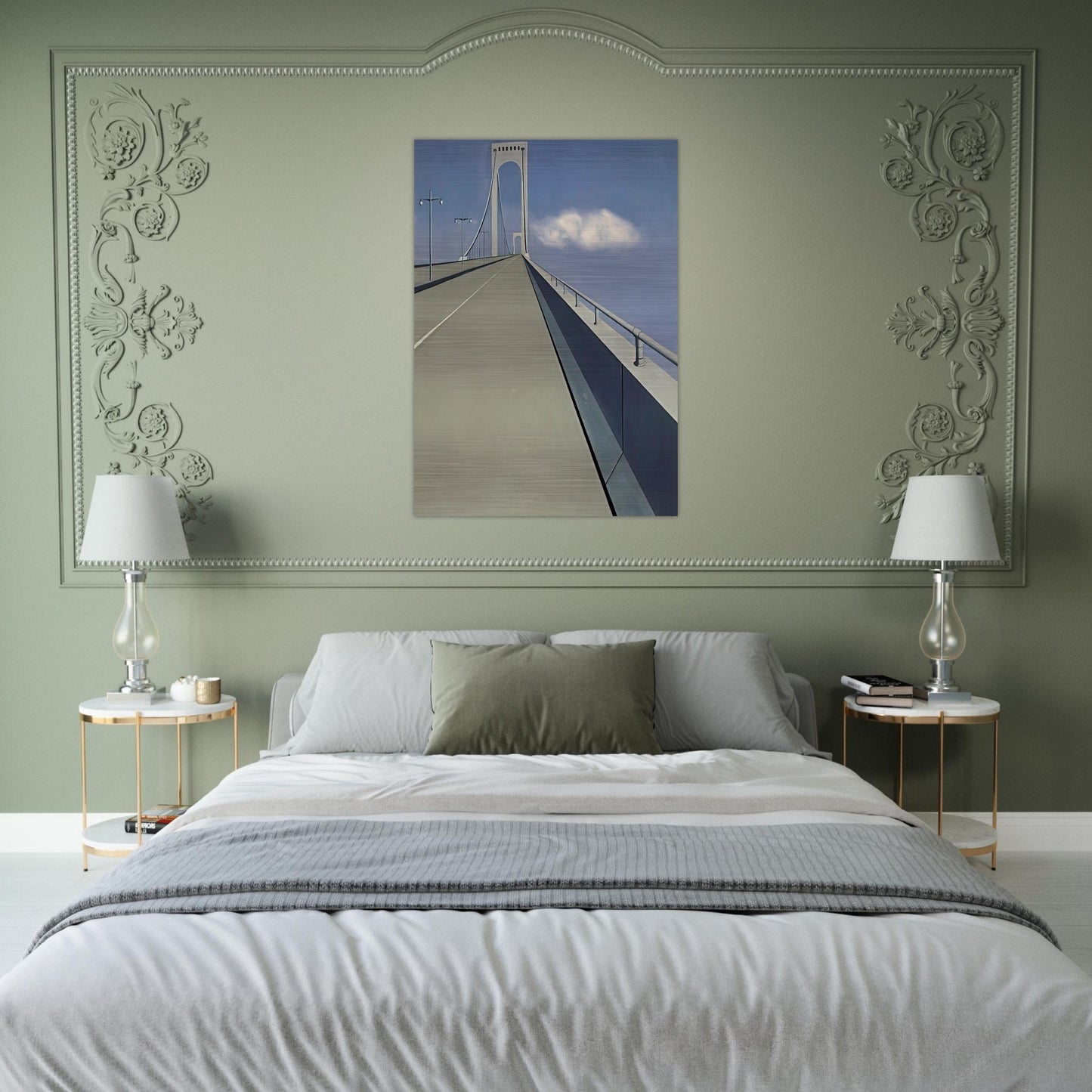 Whitestone Bridge - 1940 - Ralston Crawford Brushed Aluminum Print - 70x100 cm / 28x40 inches | Ralston Crawford Aluminum Print | Ralston Crawford Prints