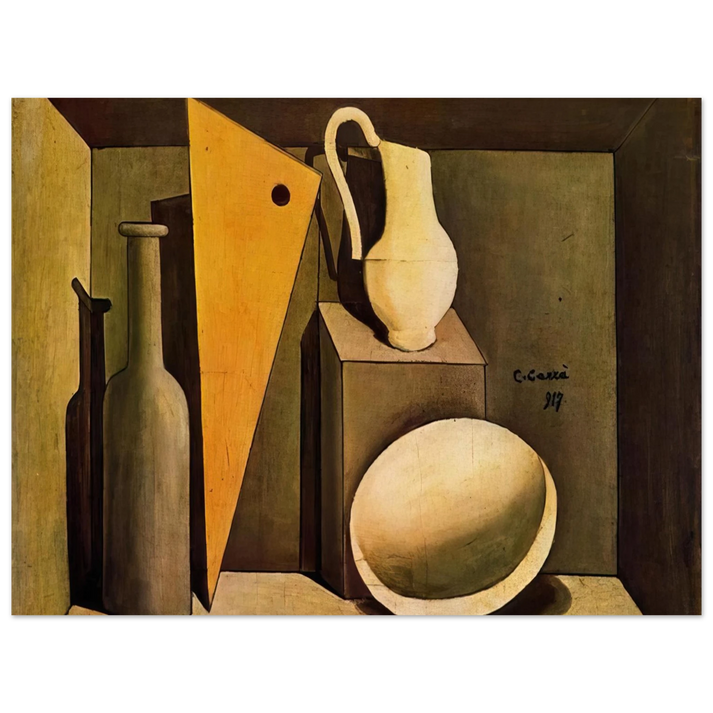 Carlo Carra - NATURA MORTA CON LA SQUADRA 1917  75x100 cm / 30x40inches Fine Art Poster
