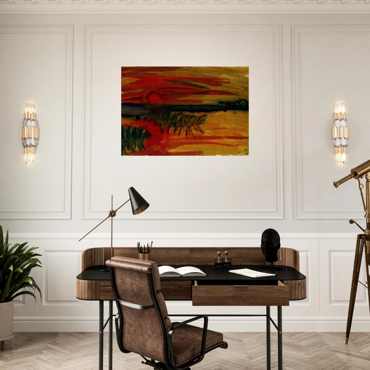 Sunset - Emil Nolde Brushed Aluminum Print - 70x100 cm / 28x40 inches | Emil Nolde Aluminum Print | Emil Nolde Prints