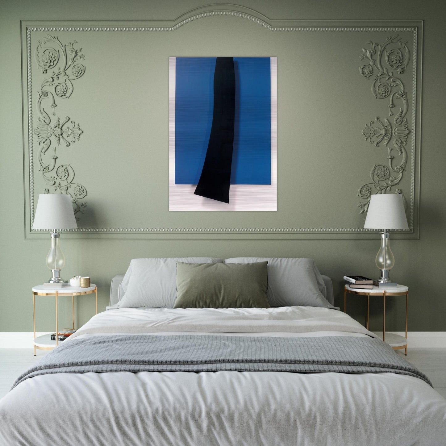 Black over Blue - Ellsworth Kelly Brushed Aluminum Print - 70x100 cm / 28x40 inches | Ellsworth Kelly Aluminum Print | Ellsworth Kelly Prints