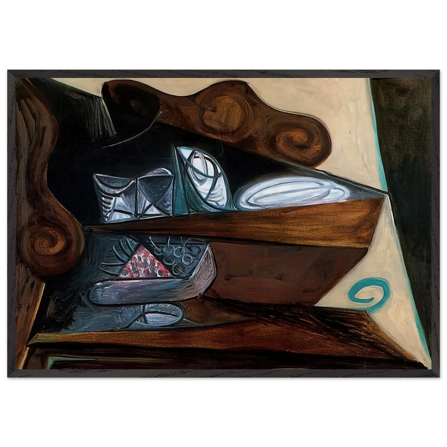 The buffet of  Catalan  - Pablo Picasso 70x100 cm / 28x40 inches Framed Art Print – Black Wooden Frame