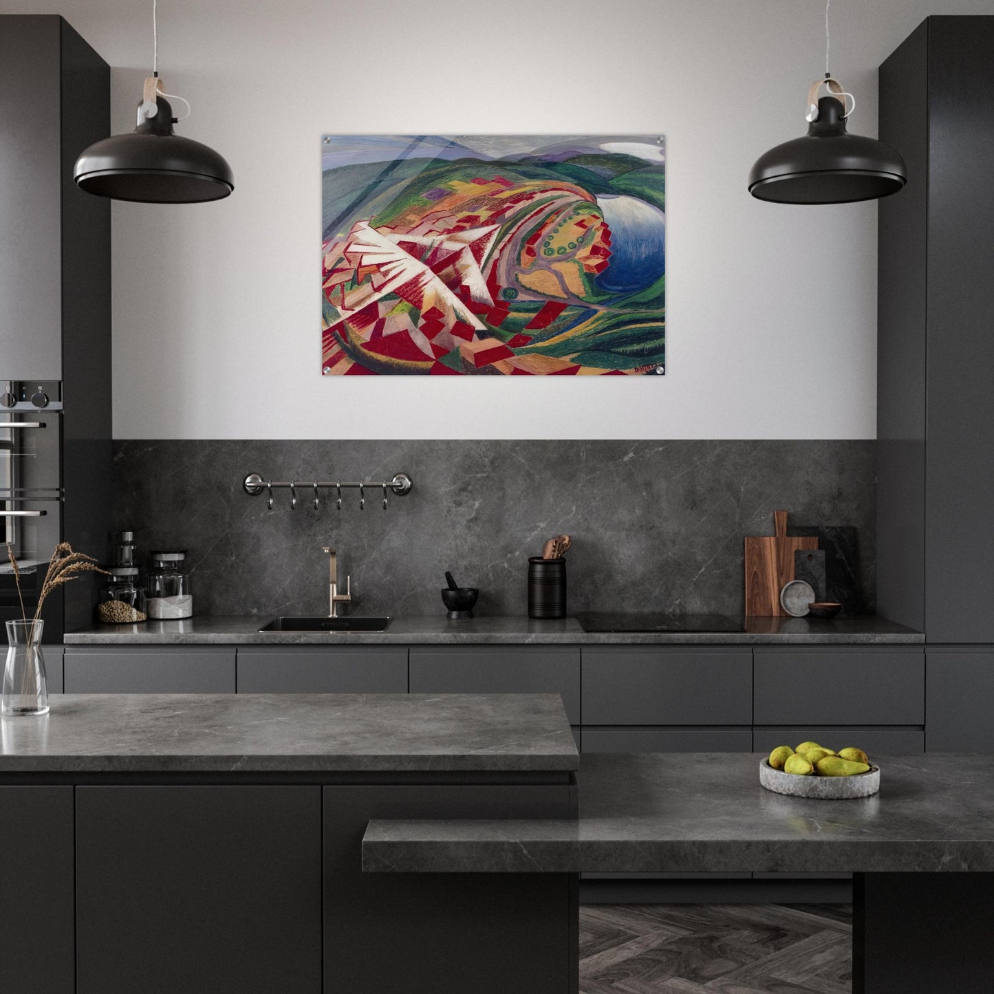 Volo su paese o Studio per A 300 Km sulla città - 1930 - Gerardo Dottori Acrylic Print - 70x100 cm / 28x40″ inches