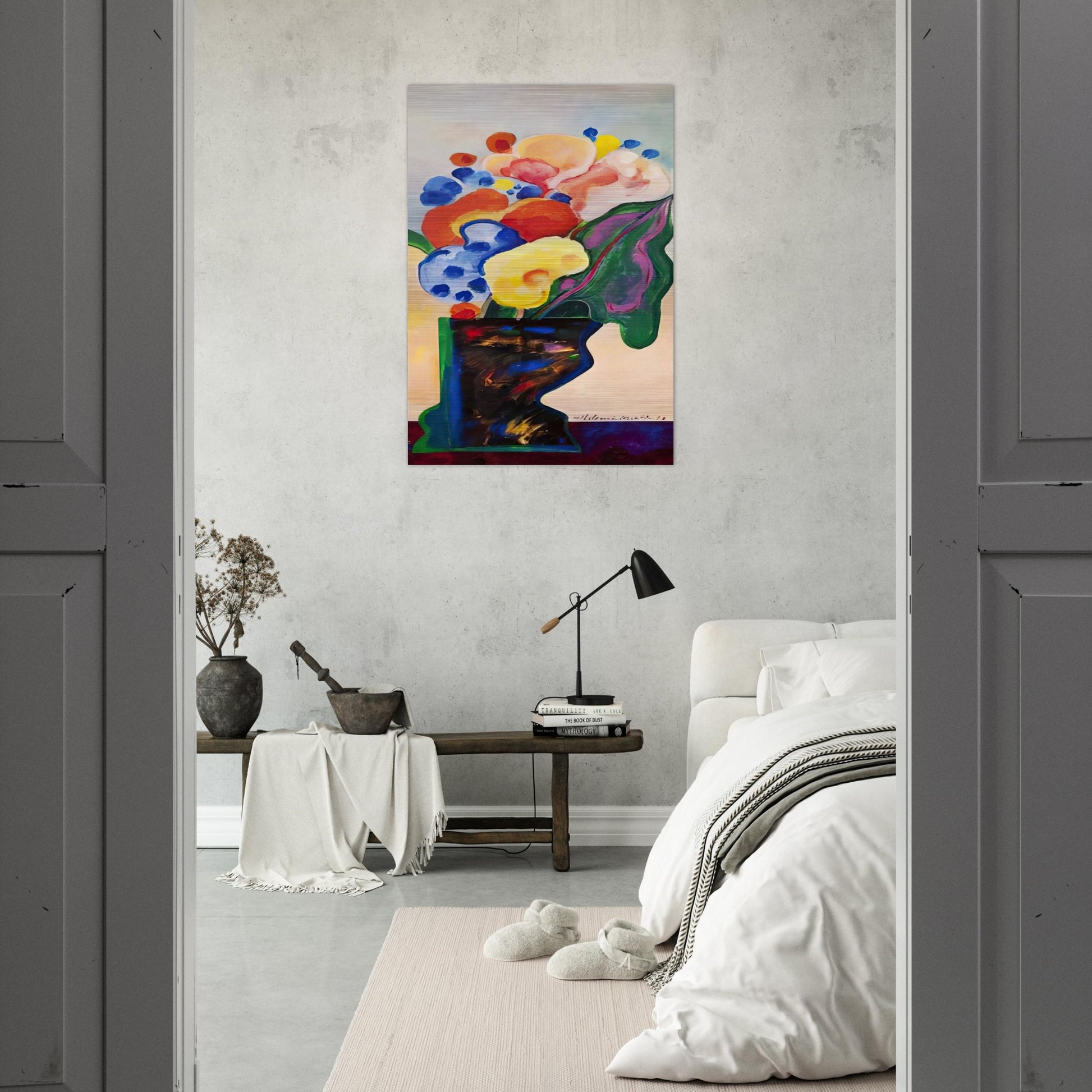 Vase With Flowers - 1990 - Aldemir Martins Brushed Aluminum Print - 70x100 cm / 28x40 inches | Aldemir Martins Aluminum Print | Aldemir Martins Prints
