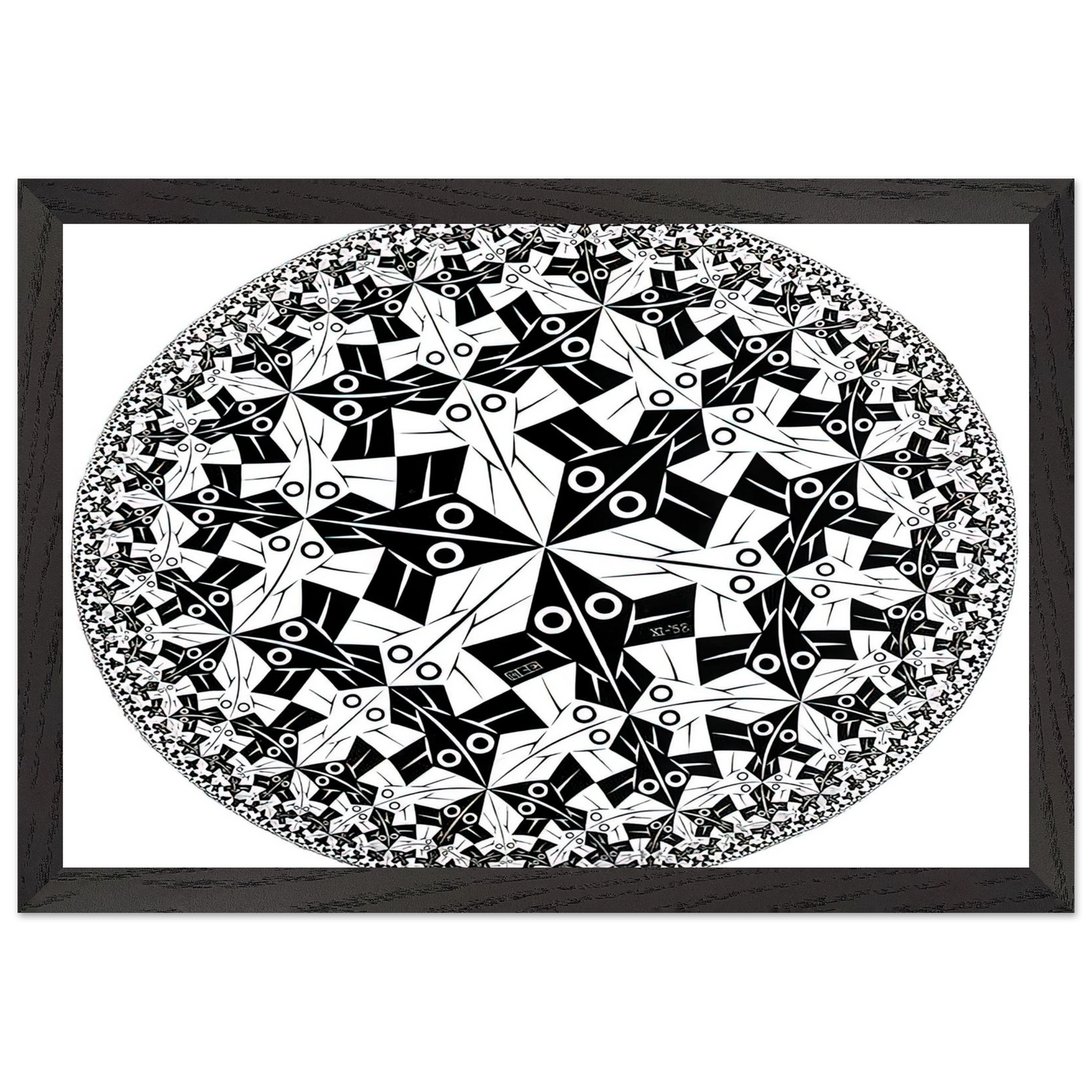 MC Escher - CIRCLE LIMIT I Wall Art - 21x29.7 cm / 8x12" - Premium Wooden Framed Poster With Fine Art Paper-canvas - White frame