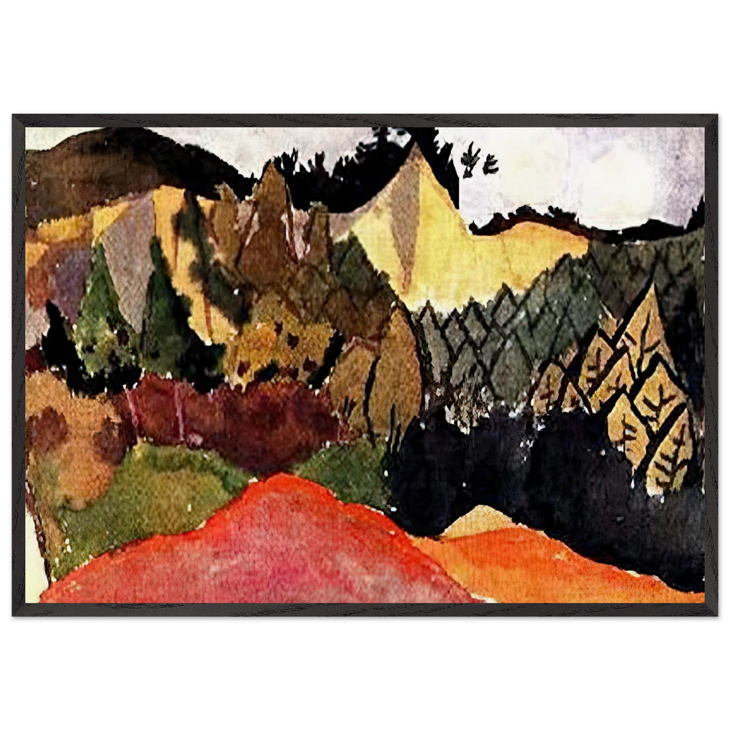IN THE QUARRY - Paul Klee 70x100 cm / 28x40 inches Framed Art Print – Black Wooden Frame