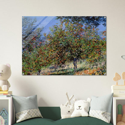 Apple Trees on the Chantemesle Hill - claude monet Acrylic Print - 70x100 cm / 28x40″ inches | claude monet Wall Art | claude monet Prints
