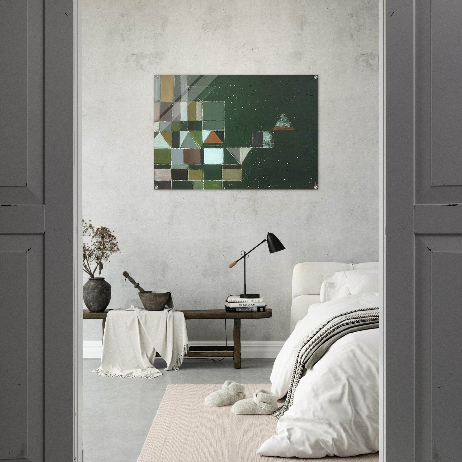 Square Motif Green  Lilac - 1948 - Victor Pasmore Acrylic Print - 70x100 cm / 28x40″ inches