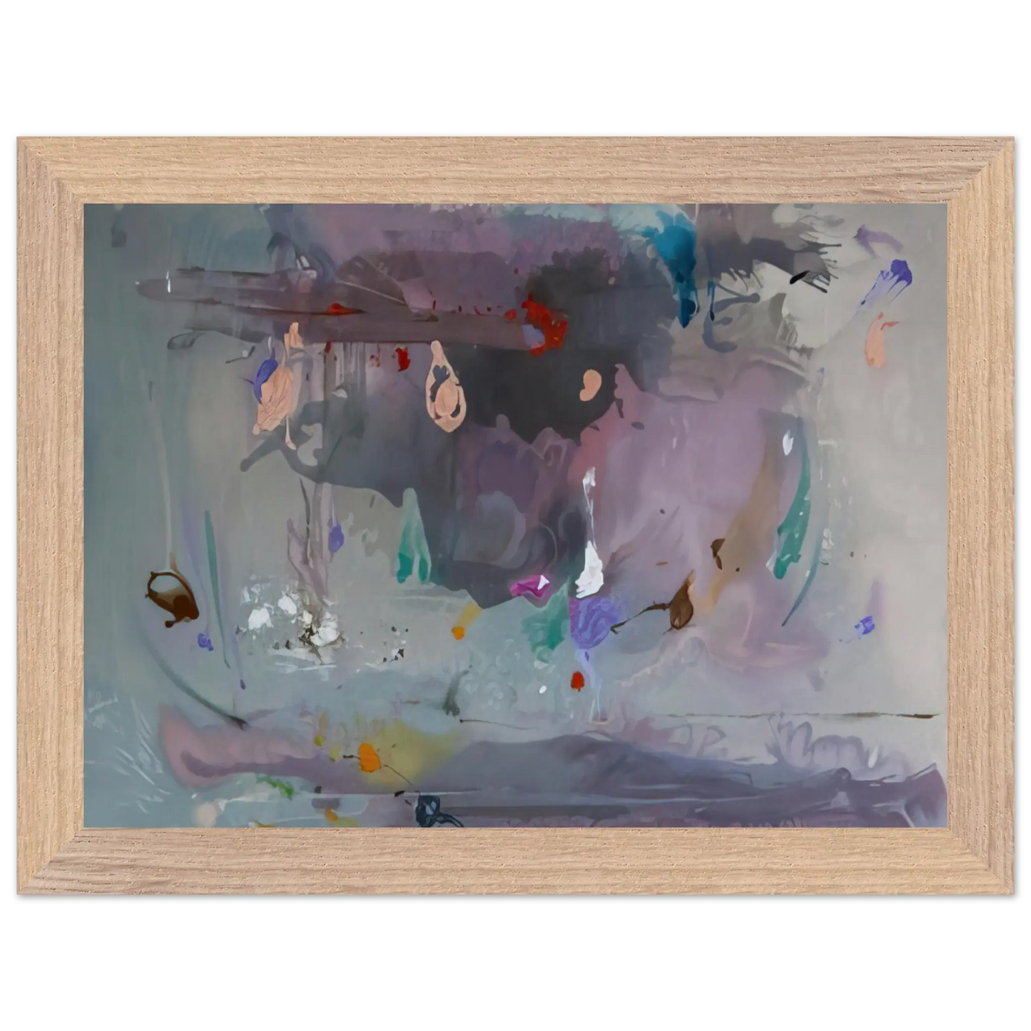 Helen Frankenthaler - Grey Fireworks - 2000 Wall art - 30x40 cm / 12x16 Inches - Premium Wooden Framed Poster With Fine Art Paper - Wood frame