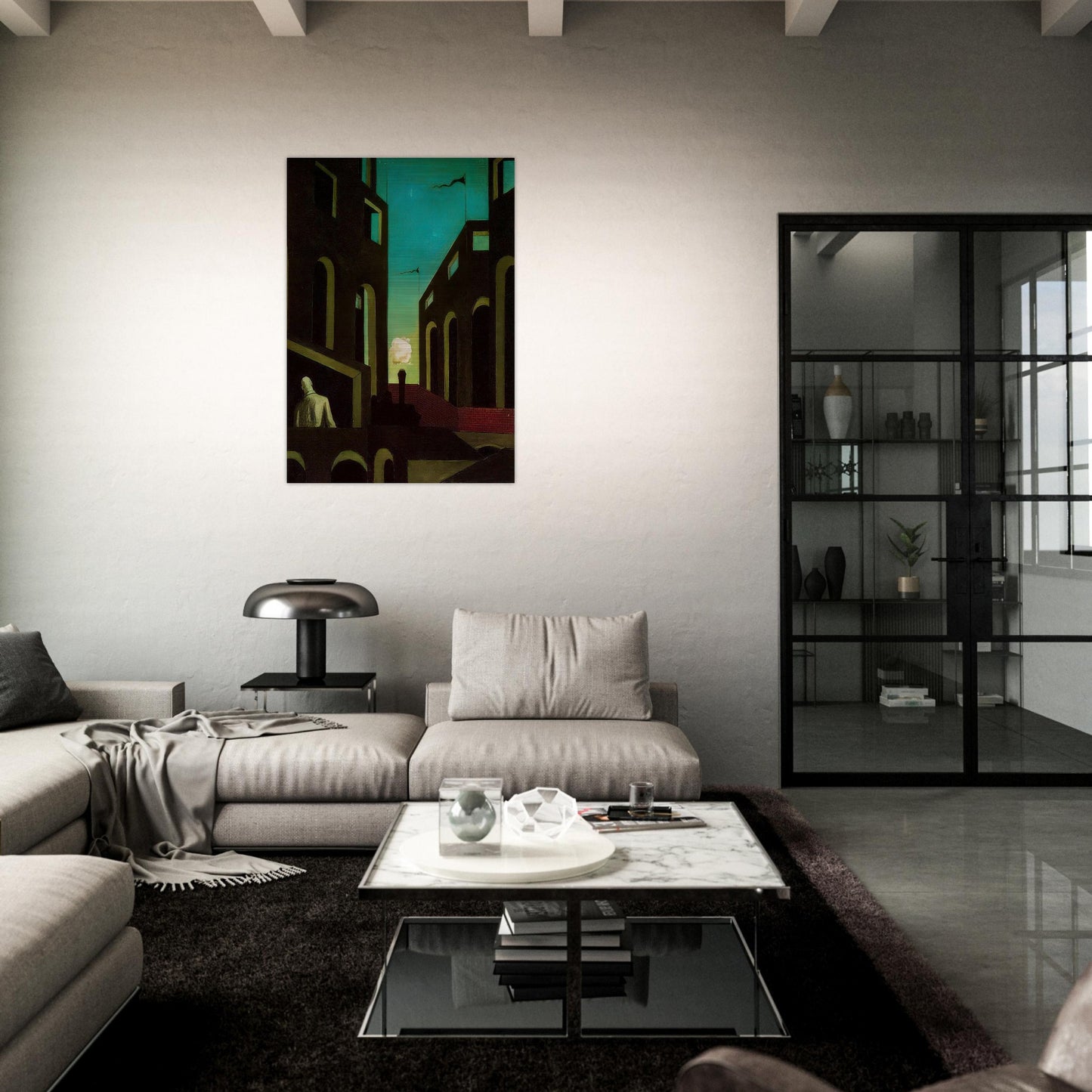 HAPPINESS OF RETURNING 1915 - Giorgio de Chirico Brushed Aluminum Print - 70x100 cm / 28x40 inches | Giorgio de Chirico Aluminum Print | Giorgio de Chirico Prints