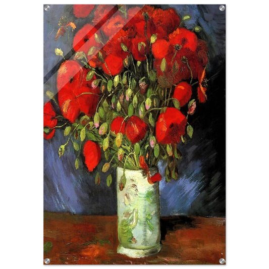 Vase with Red Poppies - Vincent van Gogh Acrylic Print - 70x100 cm / 28x40″ inches