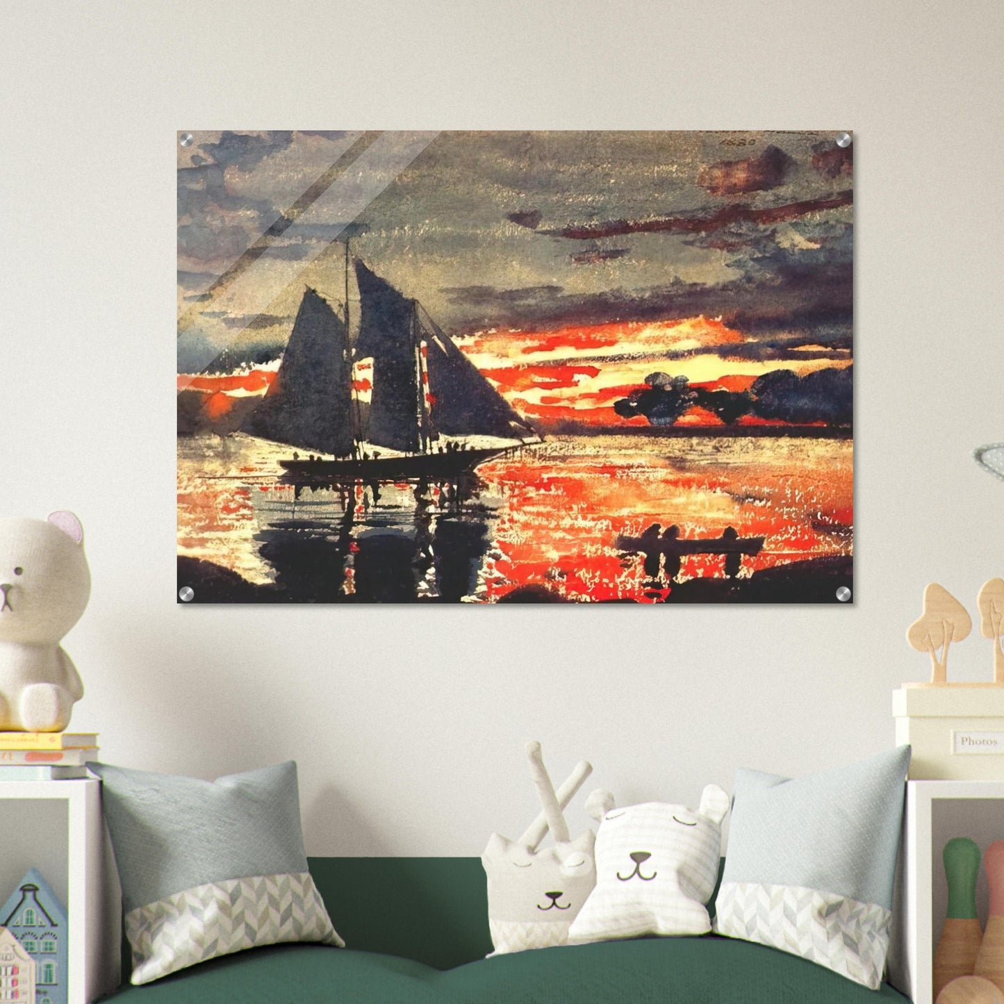 SUNSET FIRES - Winslow Homer Acrylic Print - 70x100 cm / 28x40″ inches