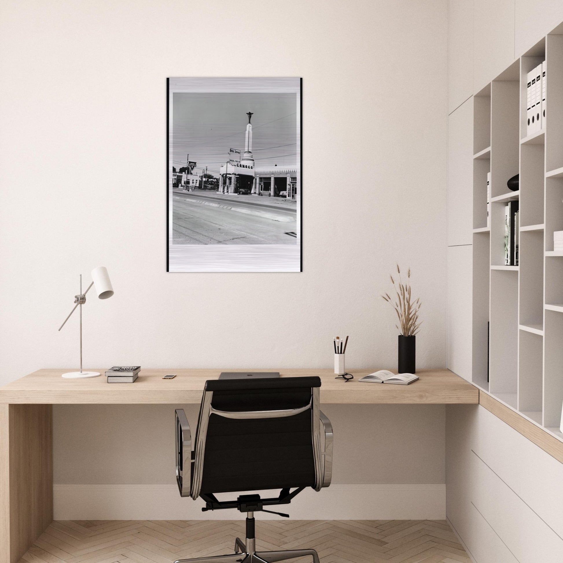 CONOCO SHAMROCK TEXAS FROM FIVE VIEWS FROM THE PANHANDLE SERIES - Edward Ruscha Brushed Aluminum Print - 70x100 cm / 28x40 inches | Edward Ruscha Aluminum Print | Edward Ruscha Prints