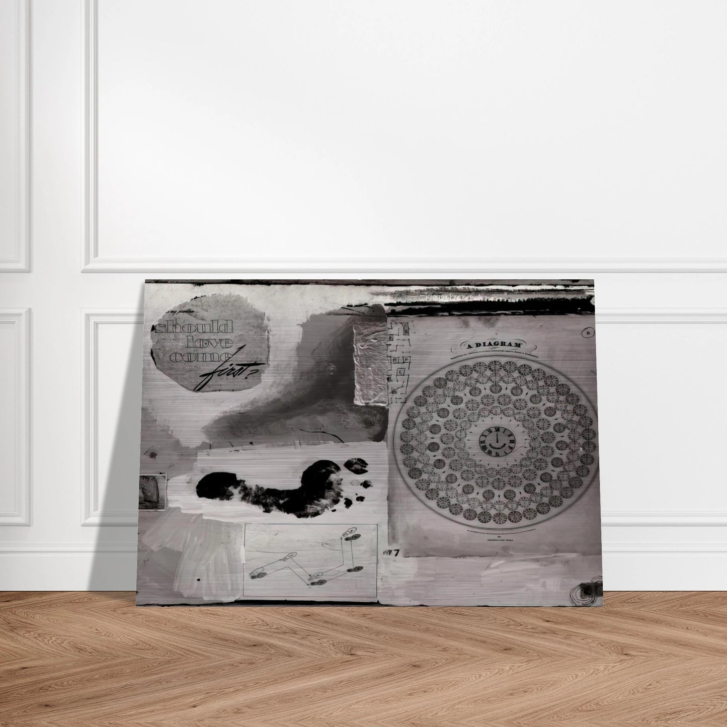 SHOULD LOVE COME FIRST 1951 - Robert Rauschenberg Brushed Aluminum Print - 70x100 cm / 28x40 inches | Robert Rauschenberg Aluminum Print | Robert Rauschenberg Prints