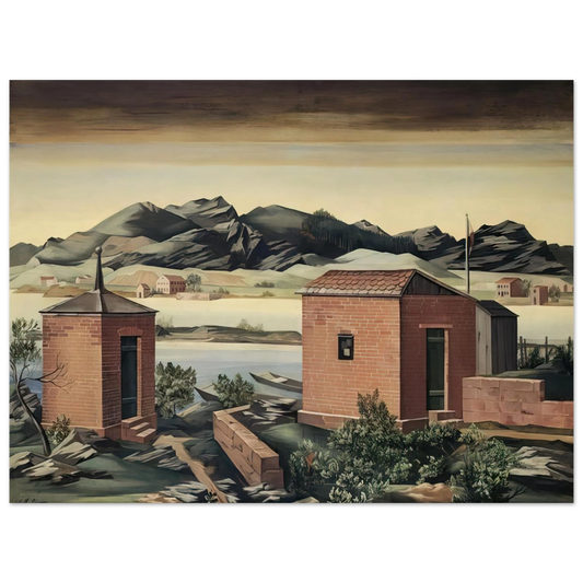 Julius Bissier - Imbarcadero a Zurigo - 1927  75x100 cm / 30x40inches Fine Art Poster