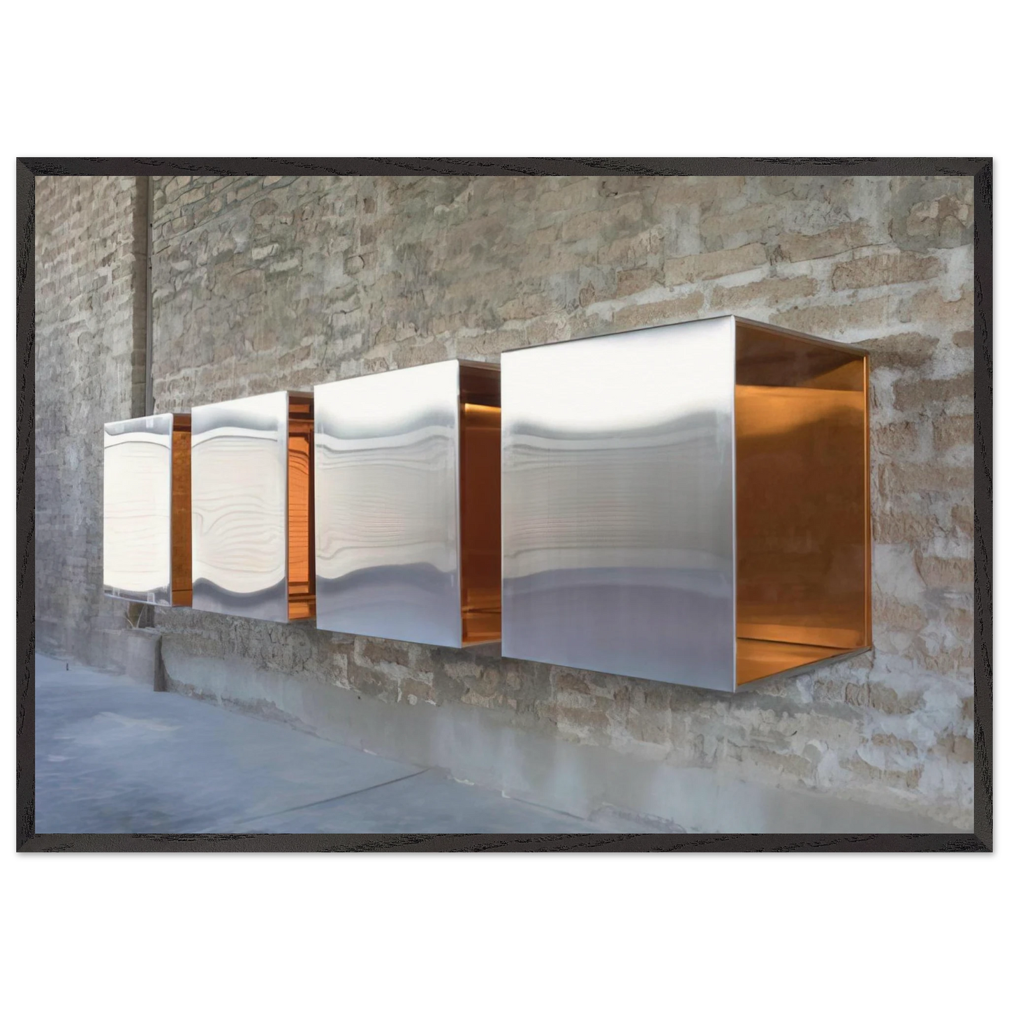 Untitled First Multi-Unit Work - 1966 - Donald Judd 70x100 cm / 28x40 inches Framed Art Print – Black Wooden Frame