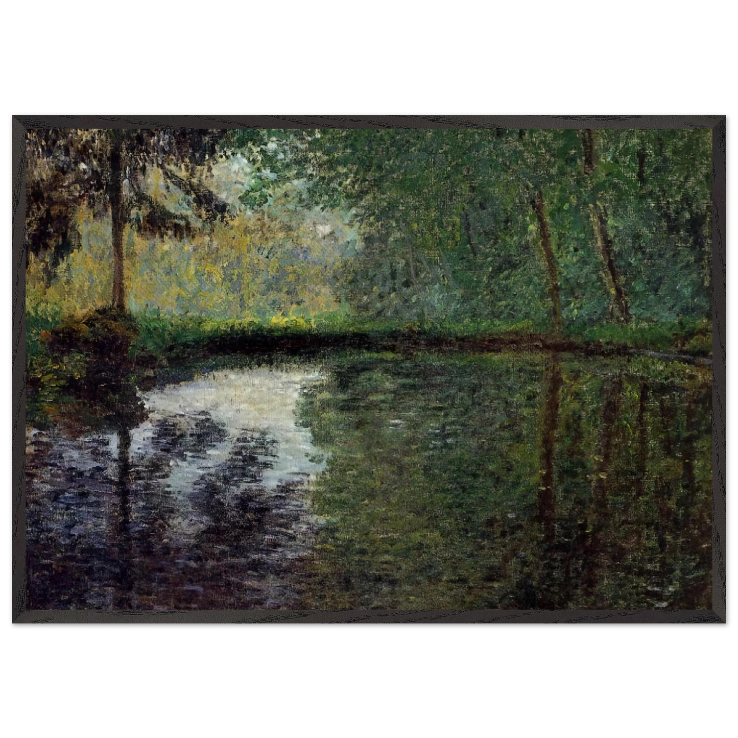 The Pond at Montgeron 2 - claude monet 70x100 cm / 28x40 inches Framed Art Print – Black Wooden Frame