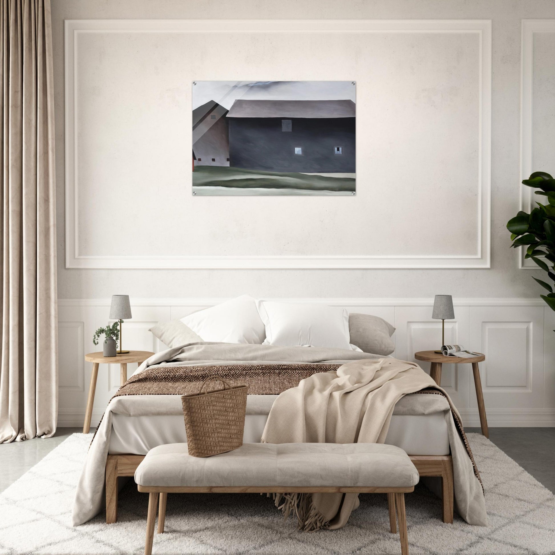 Lake George Barns - Georgia O'Keeffe Acrylic Print - 70x100 cm / 28x40″ inches