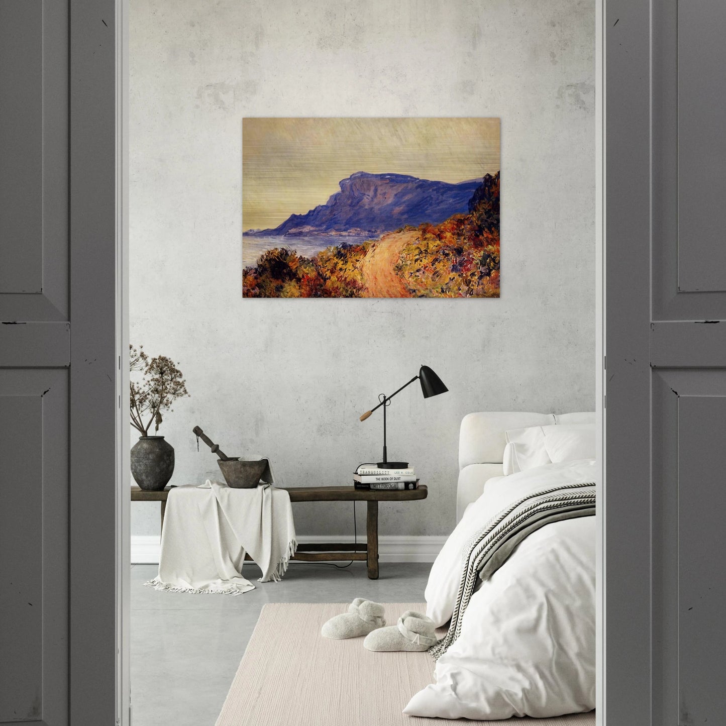 The Red Road at Cap Martin, near Menton - claude monet Brushed Aluminum Print - 70x100 cm / 28x40 inches | claude monet Aluminum Print | claude monet Prints