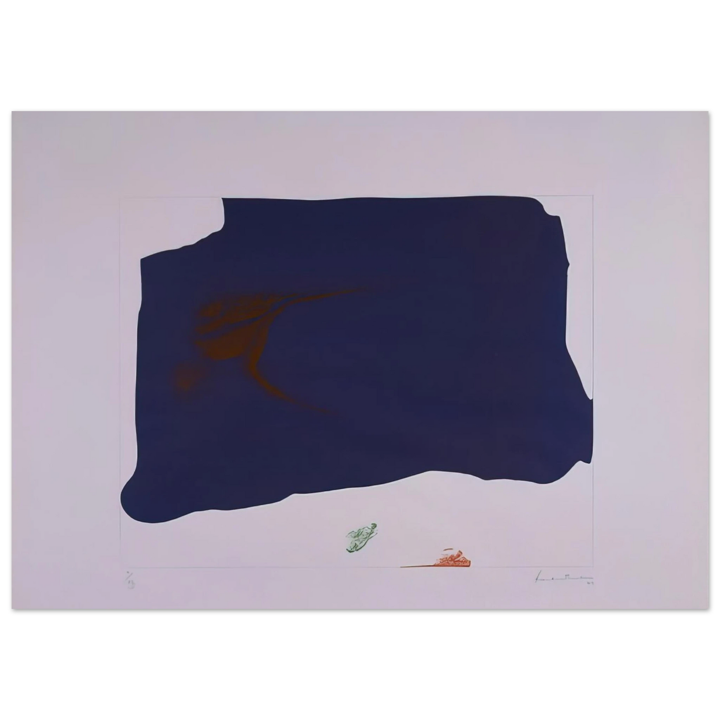 Helen Frankenthaler - Variation II on Mauve Corner - 1969 Wall art - 28x43  cm / XL (11x17 inches) - Premium Wooden Framed Poster With Fine Art Paper-canvas - Black frame