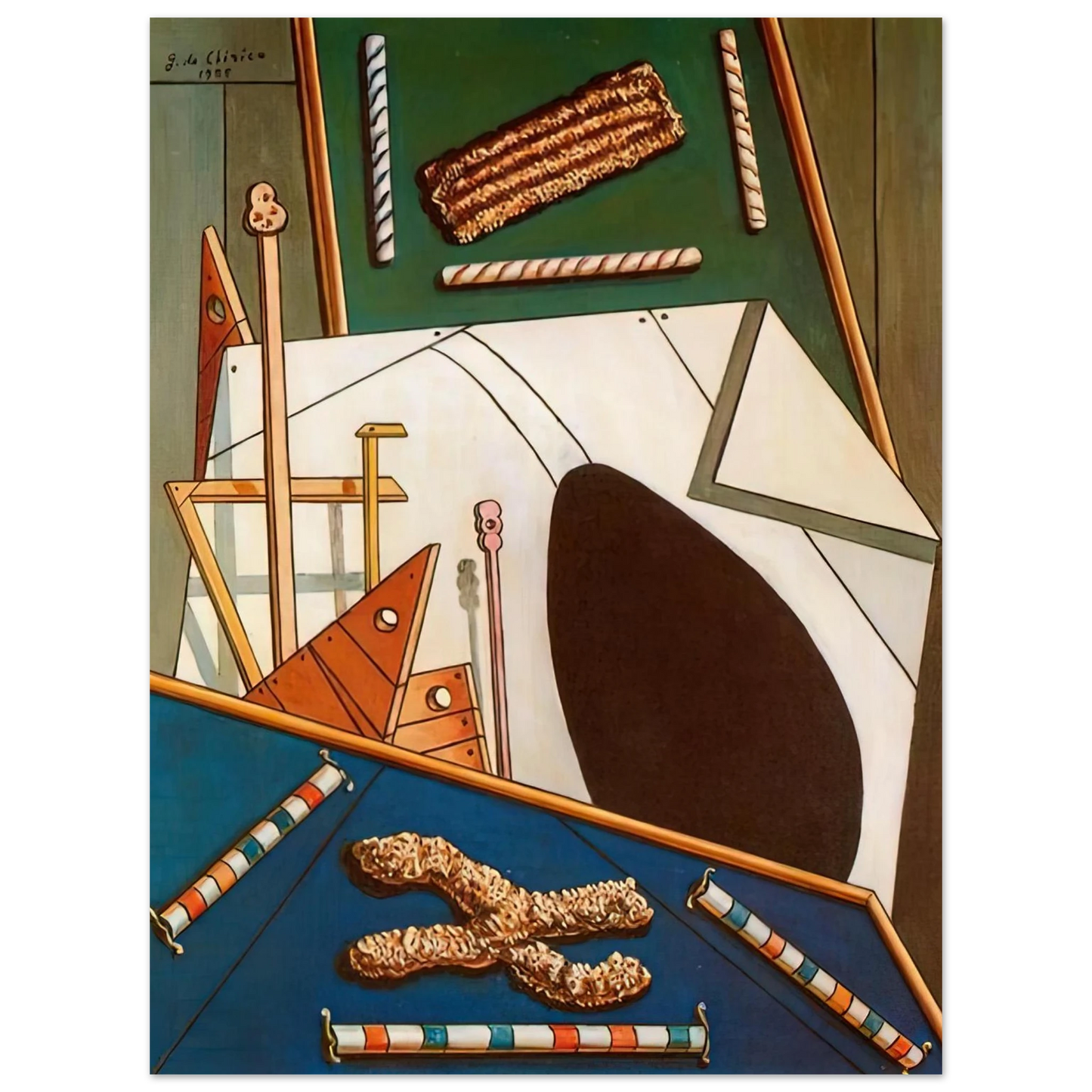 Giorgio de Chirico - METAPHYSICAL INTERIOR WITH BISCUITS  75x100 cm / 30x40inches Fine Art Poster