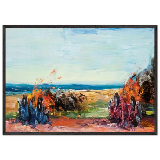 Car Crash Wipe Out on Pacific Coast Highway - 1984 - Carlos Almaraz 70x100 cm / 28x40 inches Framed Art Print – Black Wooden Frame