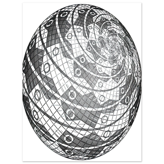 MC Escher - SPHERE SURFACE WITH FISHES Wall Art - 21x29.7 cm / 8x12" - Fine Art Poster-canvas - -