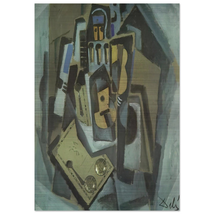 PIERROT AND GUITAR - Salvador Dali Brushed Aluminum Print - 70x100 cm / 28x40 inches | Salvador Dali Aluminum Print | Salvador Dali Prints