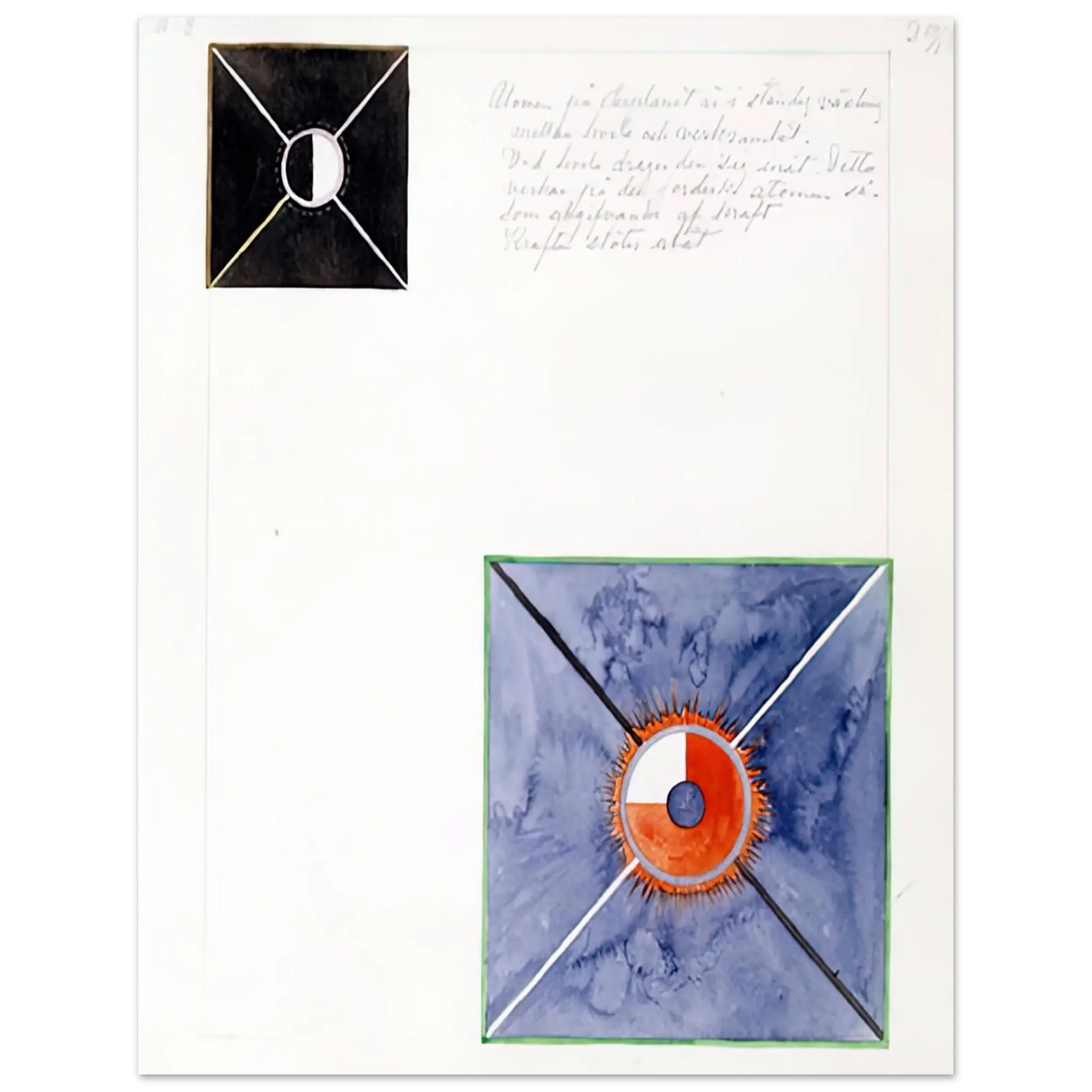 Hilma af Klint - ATOM SERIES NO 8 ATOM ON THE ETHER PLANE IS IN CONSTANT CHANGE BETWEEN REST AND ACTIVITY AT THE 1917 Wall art - 60x80 cm / 24x32 Inches - Premium Wooden Framed Poster With Fine Art Paper - Wood frame