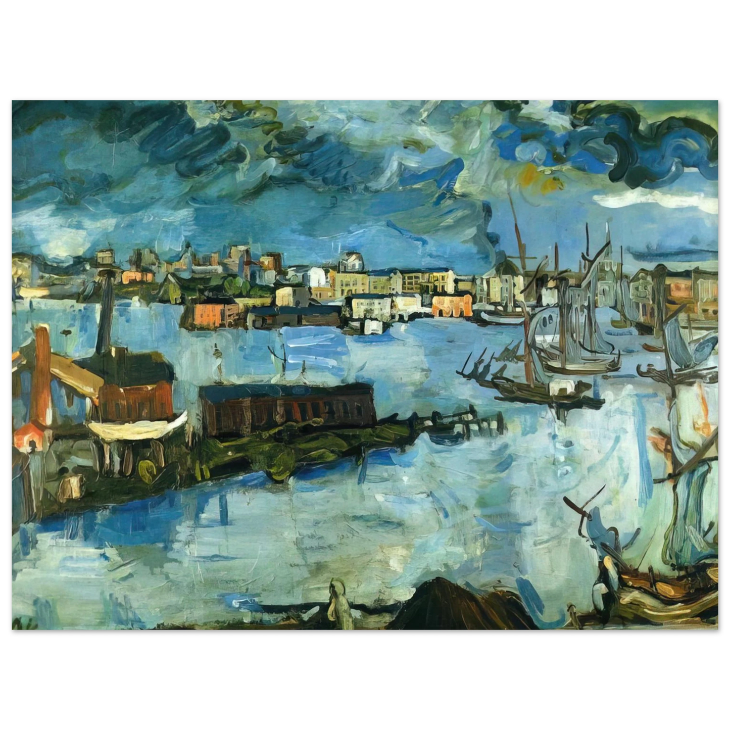OSKAR KOKOSCHKA - STOCKHOLM HARBOUR  75x100 cm / 30x40inches Fine Art Poster