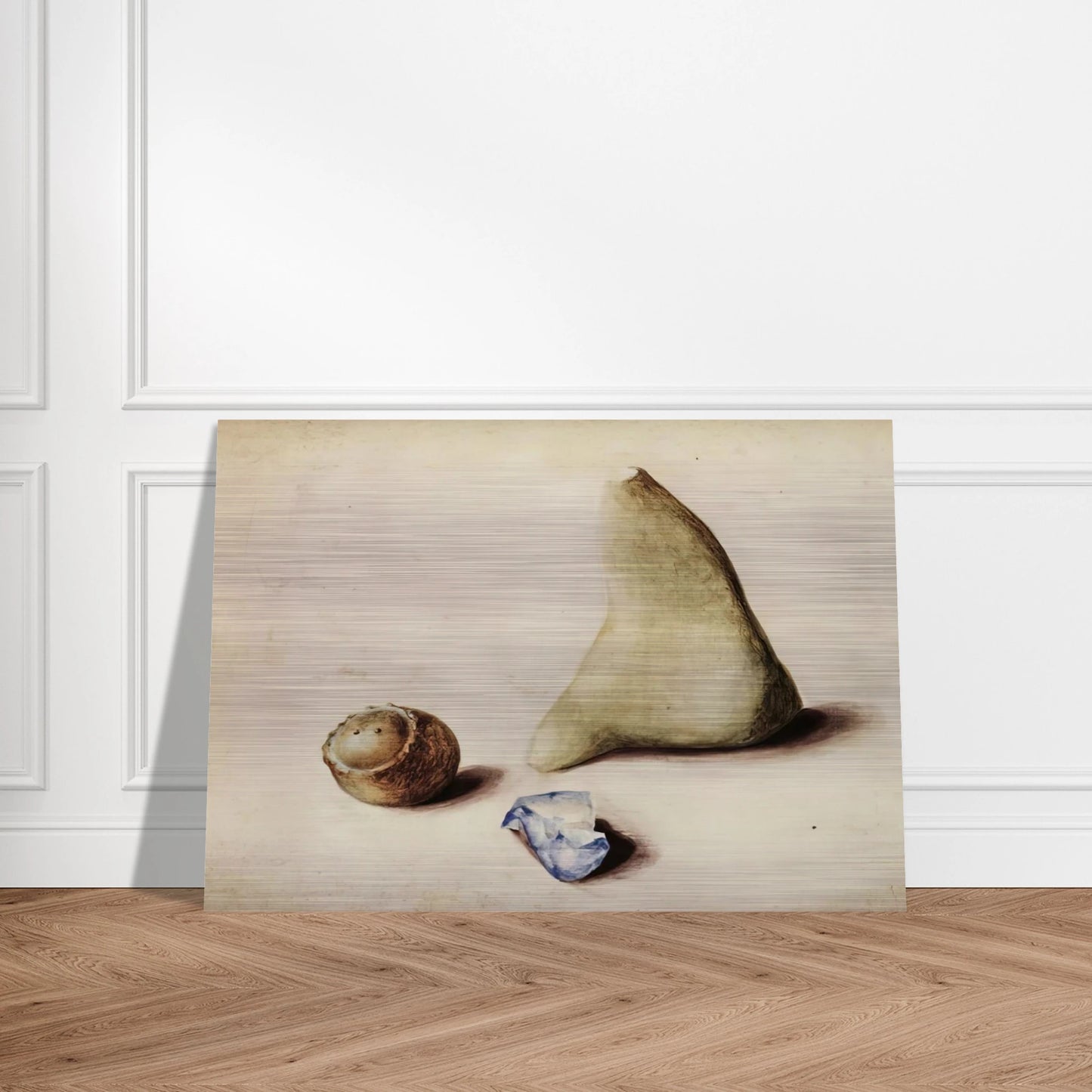 Pietra calcarea dalle Alpi Sveve Burgfelden, un pezzo di vetro grezzo dall’Adriatico Rimini, galle da Gubbio. Natale 38 - 1938 - Julius Bissier Brushed Aluminum Print - 70x100 cm / 28x40 inches | Julius Bissier Aluminum Print | Julius Bissier Prints