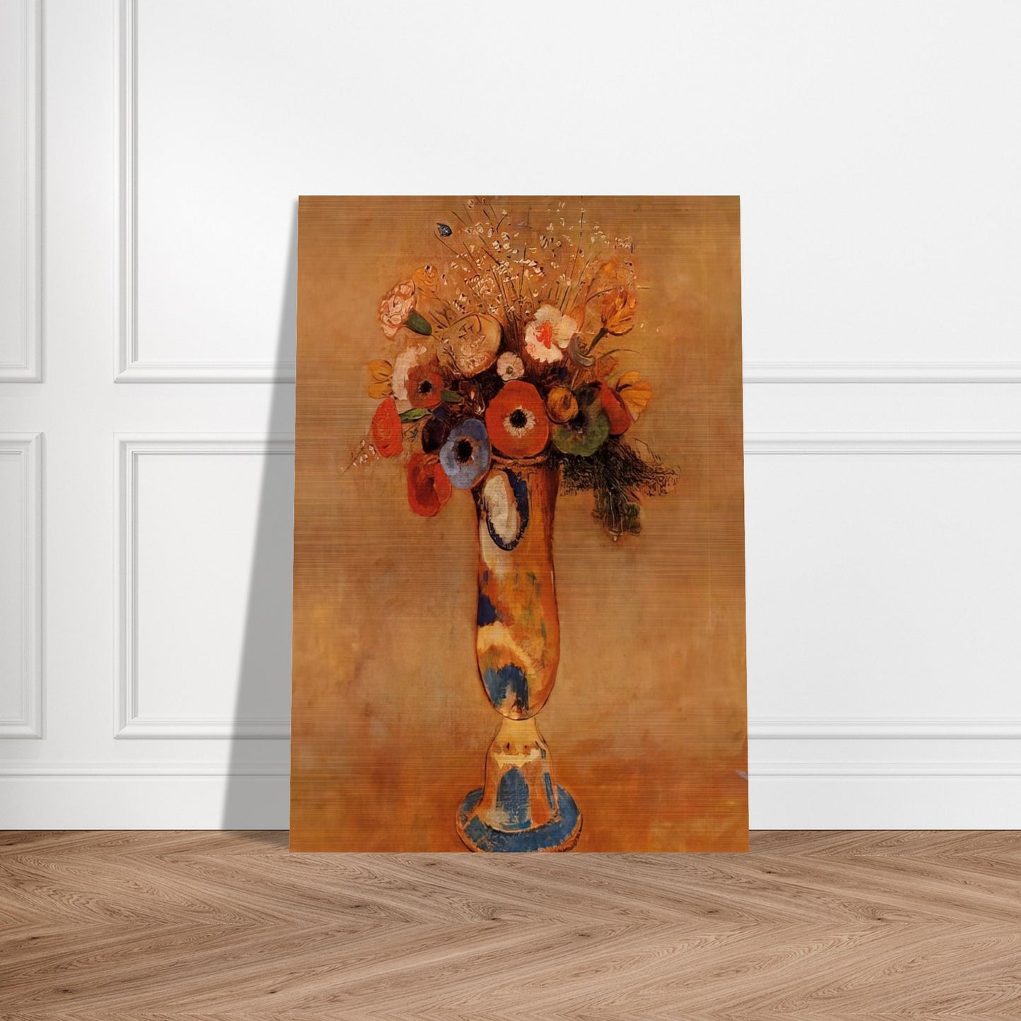 WILDFLOWERS IN A LONG NECKED VASE - Odilon Redon Brushed Aluminum Print - 70x100 cm / 28x40 inches | Odilon Redon Aluminum Print | Odilon Redon Prints