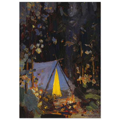 CAMPFIRE 1916 - Tom Thomson Brushed Aluminum Print - 70x100 cm / 28x40 inches | Tom Thomson Aluminum Print | Tom Thomson Prints