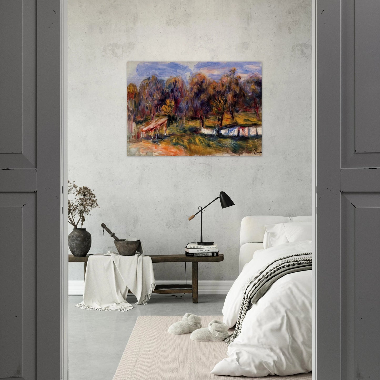 Landscape with Orchard - Pierre-Auguste Renoir Brushed Aluminum Print - 70x100 cm / 28x40 inches | Pierre-Auguste Renoir Aluminum Print | Pierre-Auguste Renoir Prints