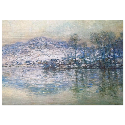 The Seine at Port Villez, Snow Effect - claude monet Brushed Aluminum Print - 70x100 cm / 28x40 inches | claude monet Aluminum Print | claude monet Prints