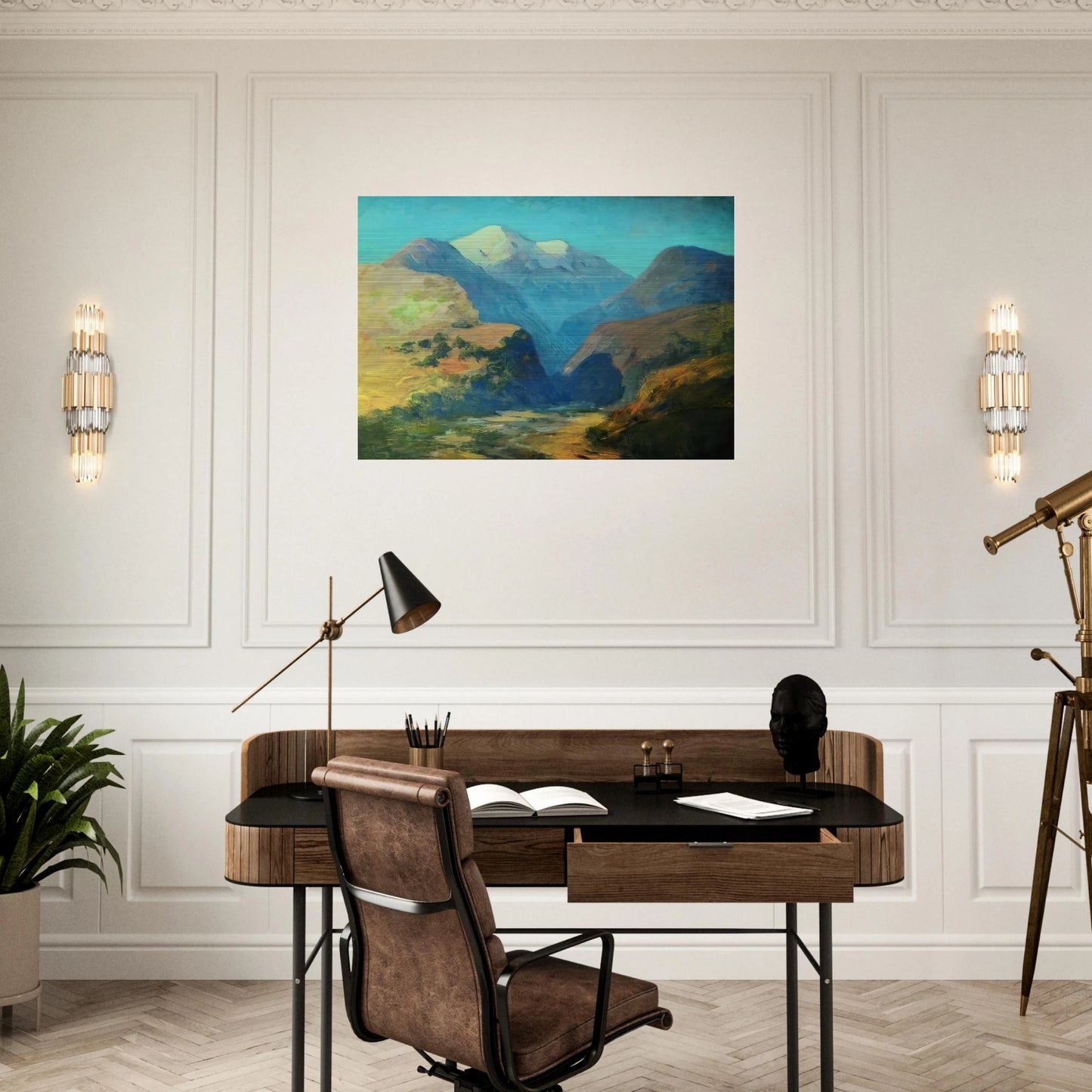 Snowy mountain peaks. Caucasus. - Arkhyp Kuindzhi Brushed Aluminum Print - 70x100 cm / 28x40 inches | Arkhyp Kuindzhi Aluminum Print | Arkhyp Kuindzhi Prints