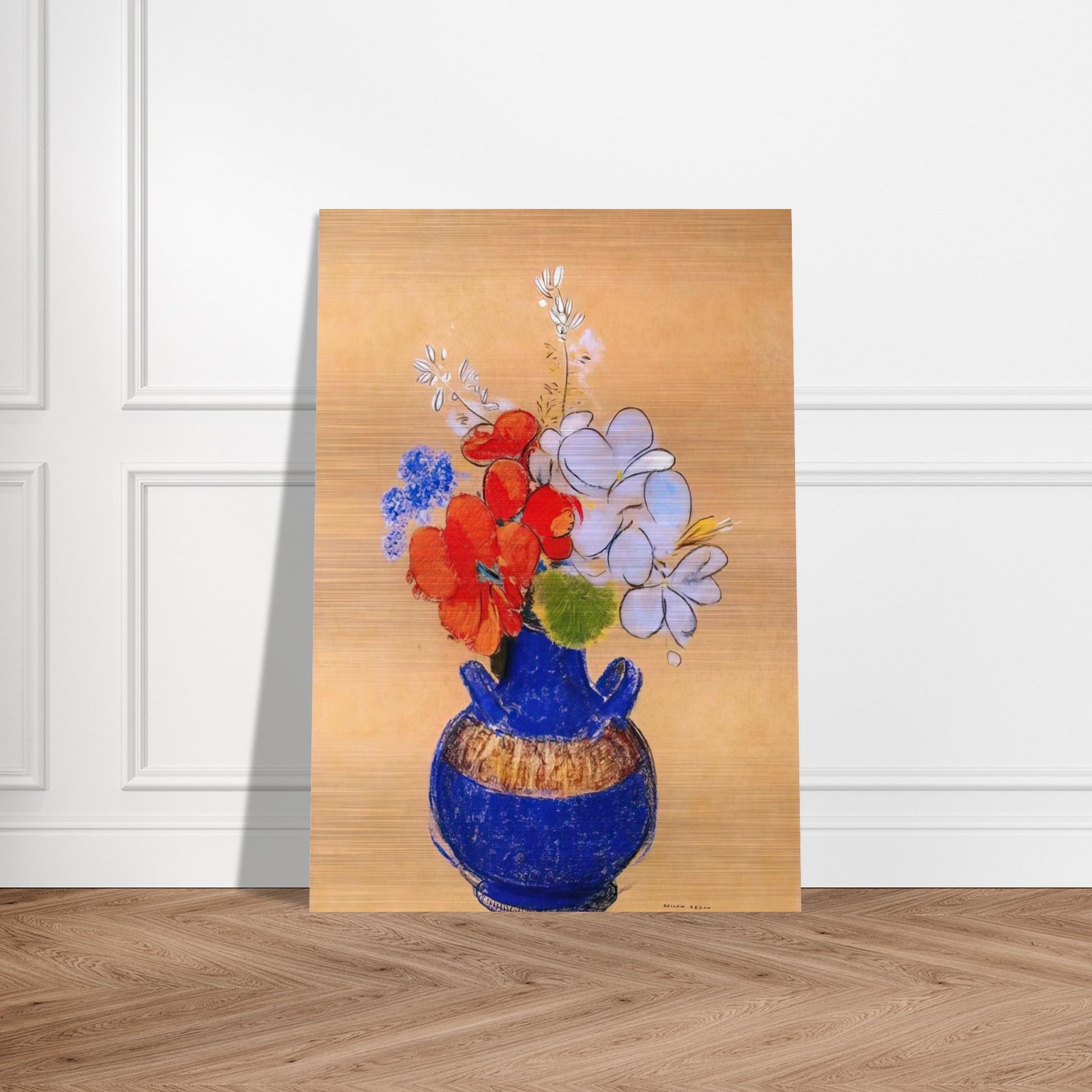 FLOWERS IN A BLUE VASE 1 - Odilon Redon Brushed Aluminum Print - 70x100 cm / 28x40 inches | Odilon Redon Aluminum Print | Odilon Redon Prints