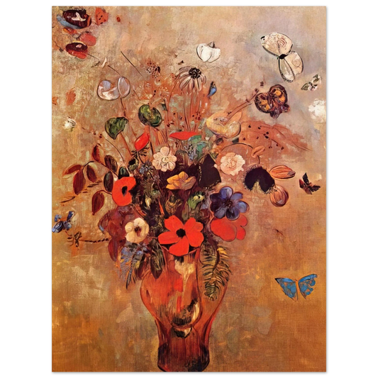 Odilon Redon - VASE WITH FLOWERS AND BUTTERFLIES  75x100 cm / 30x40inches Fine Art Poster